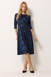 M&Co Black Foil Fit & Flare Mini Dress 1