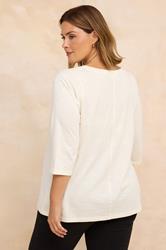 EVANS Plus Size Ivory White V-Neck Cotton Top | Evans 2