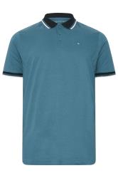 BadRhino Big & Tall Blue Contrast Tipped Detail Polo Shirt