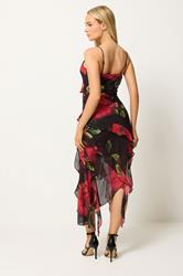 STAR Black Floral Ruffle Midi Dress | StarByJM 2