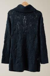 EVANS Plus Size Navy Blue Roll Neck Knitted Jumper | Evans 6