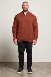 BadRhino Big & Tall Burnt Red Milano Quarter Zip Jumper | BadRhino 2