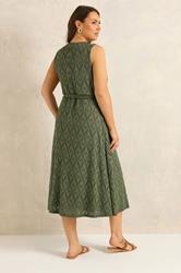 EVANS Plus Size Khaki Green Broderie Wrap Midi Dress | Evans 4