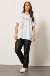 EVANS Plus Size Ivory White Floral Stud Detail Modal Top | Evans 1