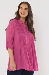 EVANS Plus Size Pink Pintuck Tab Sleeve Shirt | Evans 1