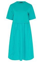 YOURS Curve Turquoise Blue Poplin T-Shirt Midi Dress
