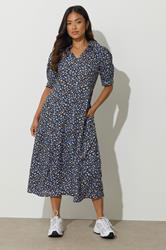 PixieGirl Petite Women's Black Spot Collar Midi Dress | PixieGirl 3