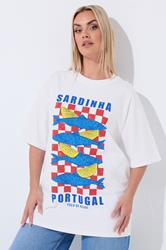 LIMITED COLLECTION Plus Size White 'Sardinia' Fish Graphic T-Shirt | Yours Clothing 3