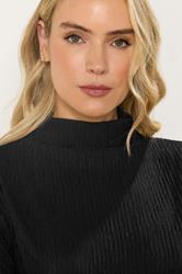 LTS Tall Black Textured Funnel Neck Top | Long Tall Sally 4
