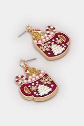 Gold Tone Hot Chocolate Christmas Novelty Earrings | Yours Clothing 2