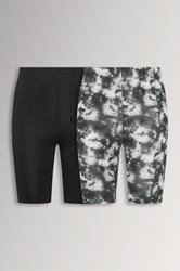 YOURSET 2 PACK Plus Size Black Tie Dye Cycling Shorts | Yours Clothing 3