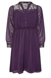 YOURS Curve Purple Lace Dobby Midi Dress