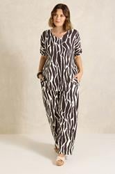 EVANS Plus Size Chocolate Brown Zebra Print V-Neck Top | Evans 1