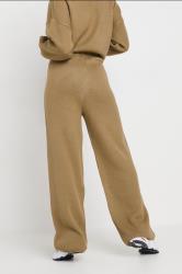 PixieGirl Petite Women's Beige Brown Knitted Wide Leg Trousers | PixieGirl 4