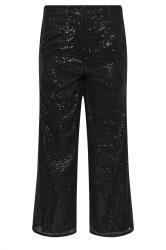 PixieGirl Petite Black Sequin Embellished Wide Leg Trousers