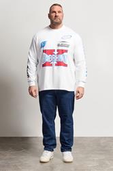 BadRhino Big & Tall White Long Sleeve Racing Graphic T-shirt | BadRhino 1