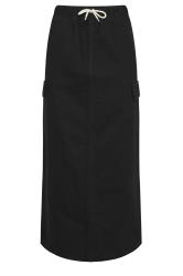 LTS Tall Black Wash Cargo Cotton Denim Maxi Skirt | Long Tall Sally 6