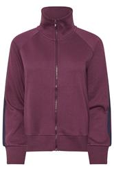 PixieGirl Petite Women's Burgundy Red Stripe Collar Zip Sweatshirt | PixieGirl  5