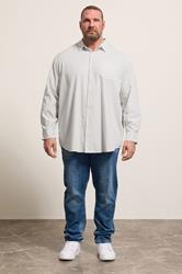 JACK & JONES Big & Tall White & Green Striped Poplin Shirt | BadRhino 1