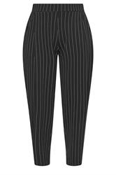 LIMITED COLLECTION Curve Black Pinstripe Barrel Trousers