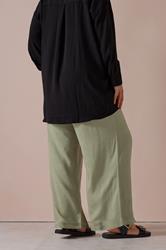 YOURS Plus Size Olive Green Linen Tie Front Trousers | Yours Clothing 4