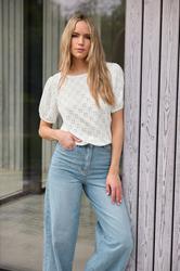 LTS Tall Ivory White Broderie Puff Sleeve Top | Long Tall Sally 3