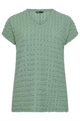 YOURS Curve Sage Green Bubble Textured T-Shirt