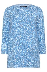M&Co Blue Ditsy Floral Cotton Top