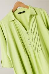 EVANS Plus Size Chartreuse Green Pintuck Henley Top | Evans 6