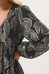 PixieGirl Petite Women's Black Jacquard Floral Smock Dress | PixieGirl 5
