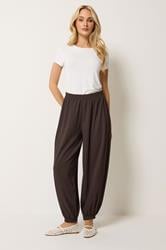 M&Co Chocolate Brown Balloon Leg Trousers | M&Co 1
