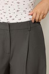 PixieGirl Petite Women's Dark Grey Barrel Leg Trousers | PixieGirl  4