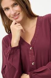 M&Co Berry Red Button Front Long Sleeve Blouse | M&Co 4