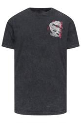 BadRhino Big & Tall Black Dragon Graphic Acid Wash T-Shirt | BadRhino 6