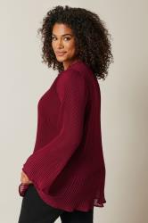 EVANS Plus Size Burgundy Red Pleat Blouse | Evans 5