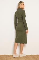 LTS Tall Women's Olive Green Button Denim Midi Dress | Long Tall Sally 2