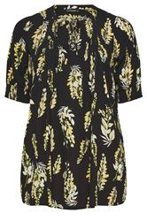 EVANS Plus Size Black Floral Print Pintuck Tie Neck Blouse | Evans 5