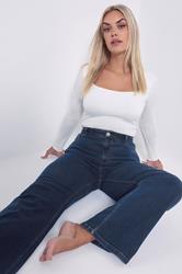YOURS Plus Size Indigo Blue Denim Wide Leg Jeans | Yours Clothing 1