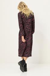 PixieGirl Petite Women's Burgundy Red Zebra Print Long Sleeve Midi Dress | PixieGirl 2