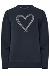 M&Co Navy Blue Animal Print Heart Sweatshirt | M&Co 5