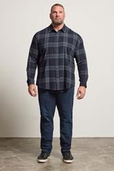 BadRhino Big & Tall Navy Blue Textured Checked Shirt | BadRhino 1
