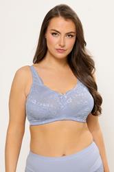 YOURS Plus Size Blue Hi Shine Lace Non-Padded Non-Wired Full Cup Bra | Yours Clothing 3