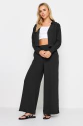 PixieGirl Petite Womens Black Textured Cropped Shirt | PixieGirl 1