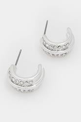 Silver Tone Diamante Hoop Earrings | Yours Clothing 2