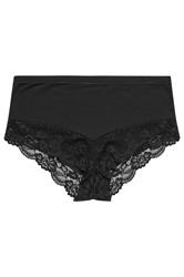 YOURS Curve Black Hi Shine Lace Full Brief