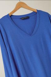 EVANS Plus Size Blue Premium Ribbed Modal Blend Swing Top | Evans 7