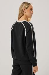 LTS Tall Black 'Cote d'Azur' Slogan Pipe Detail Sweatshirt | Long Tall Sally  4