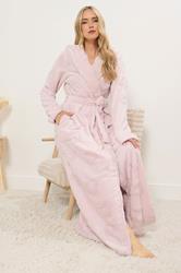 LTS Tall Light Pink Heart Embossed Dressing Gown | Long Tall Sally 1