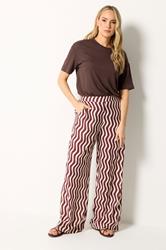 LTS Tall Burgundy Red Wavy Print Wide Leg Trousers | Long Tall Sally 3