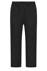 YOURS Curve Black Bubble Textured Wide Leg Trousers